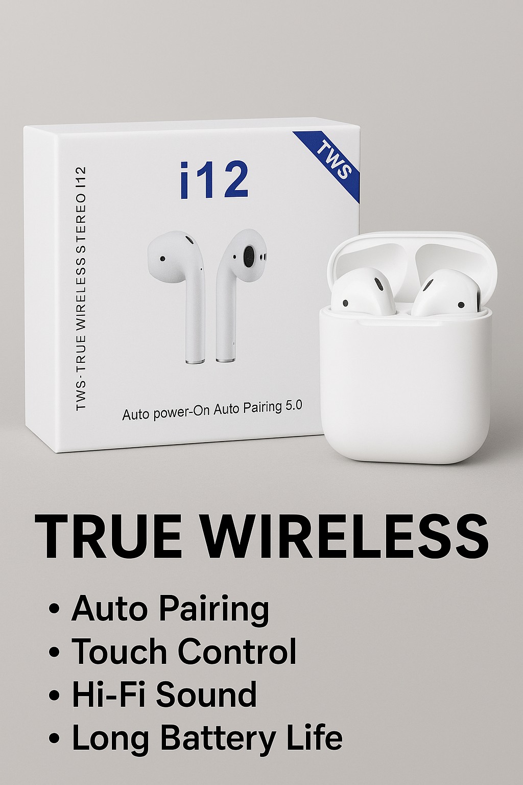 Airpods i12 TWS | Pack Of 2 In Just 59 AED