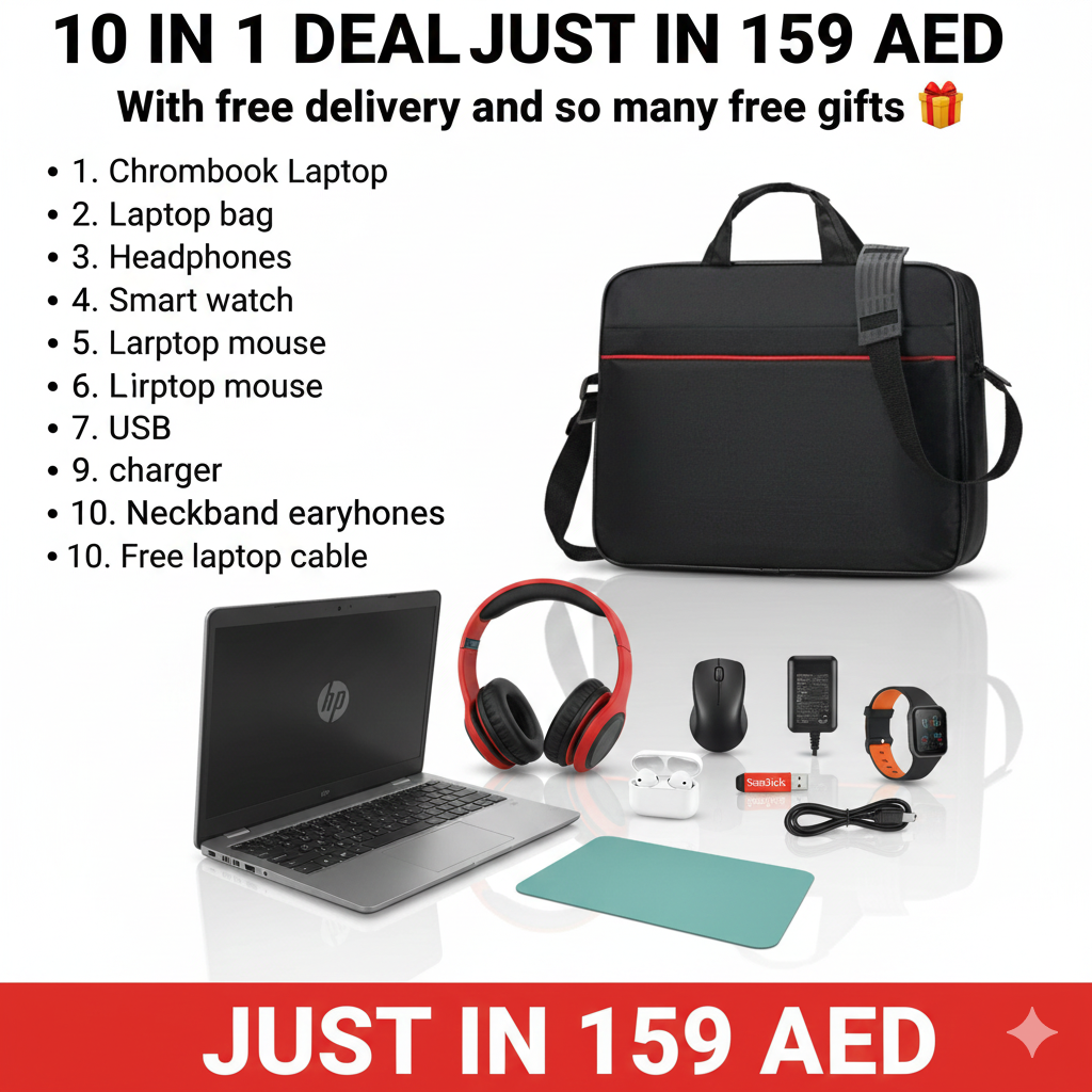 10 in 1 Deal | Chromebook Laptop | Headphones | Smart watch And All Accessories