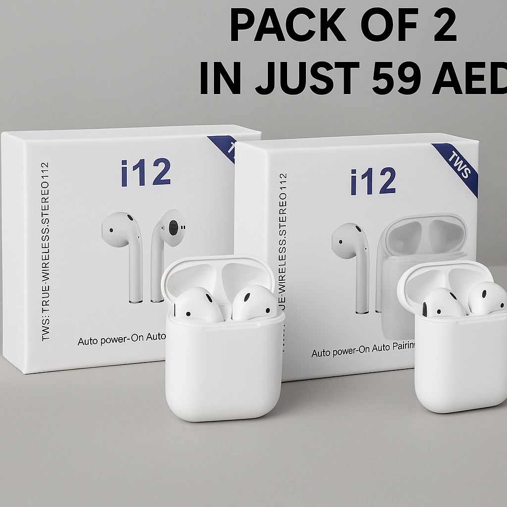 Airpods i12 TWS | Pack Of 2 In Just 59 AED