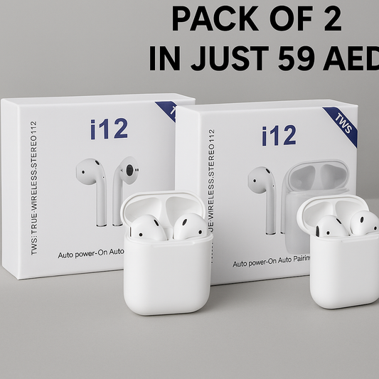 Airpods i12 TWS | Pack Of 2 In Just 59 AED