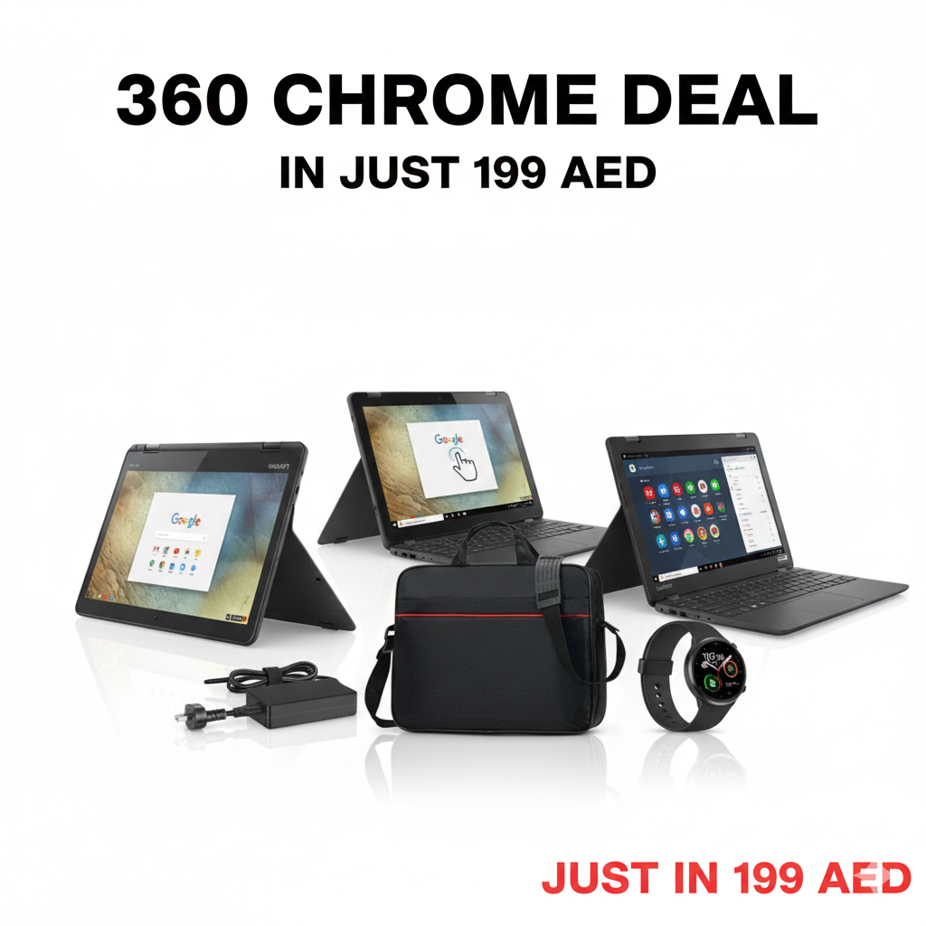 360 chrome deal | 360 Laptop | Free smart watch | laptop bag | laptop charger | cable - Just in 199 AED